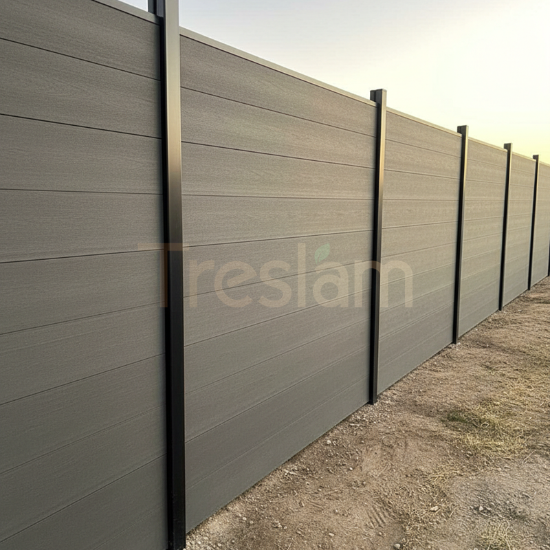 High-Performance Composite Fencing for Southern California – GJ13 Silver Grey with Heavy-Duty Aluminum Posts