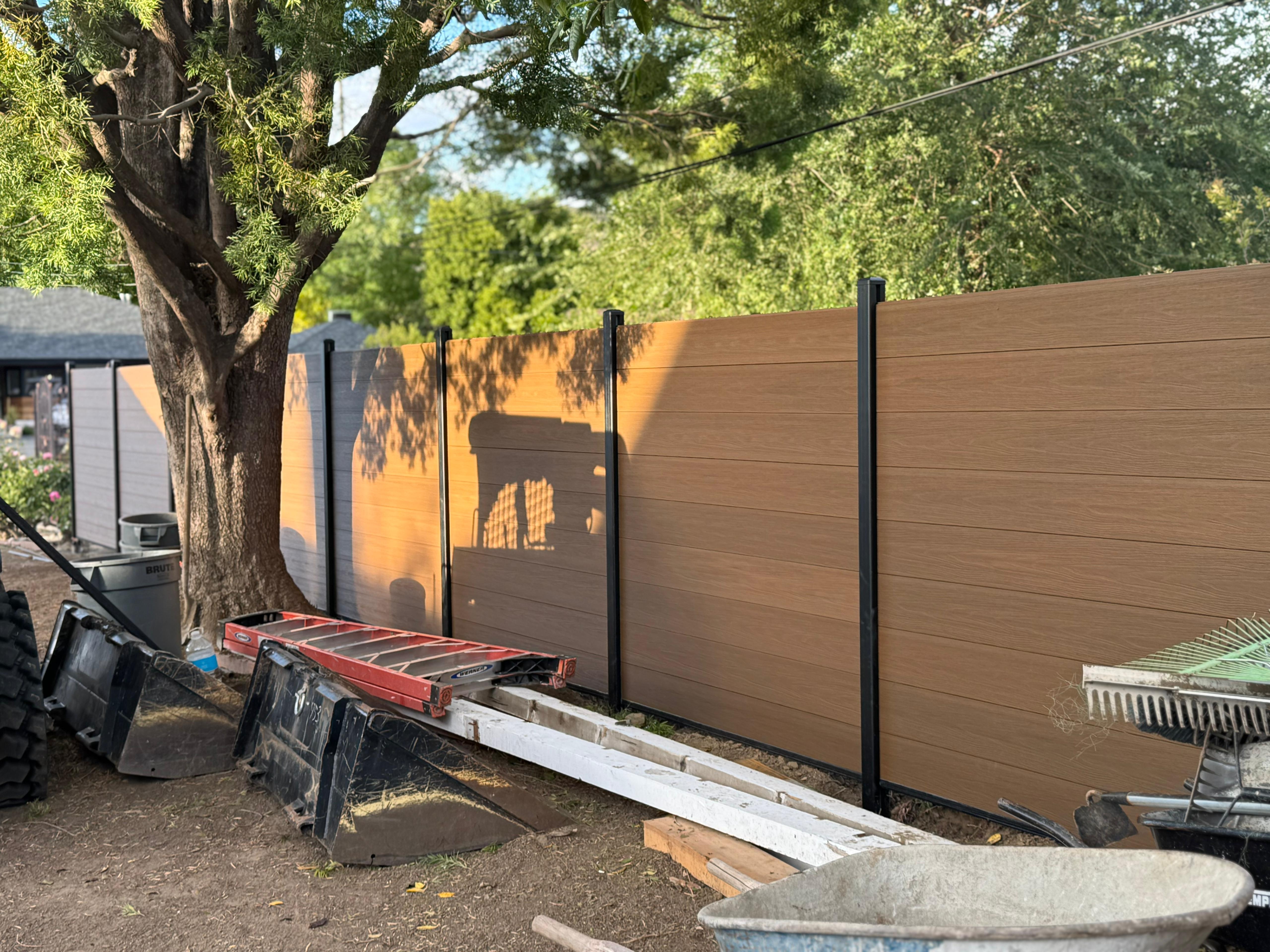 Teak Color WPC Fence Installation in Los Angeles – Warm Natural Aesthetics with High-Performance Composite Fencing