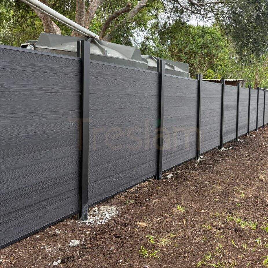 Black WPC Fence Installation in Australia with Extra-Thick Aluminum Posts