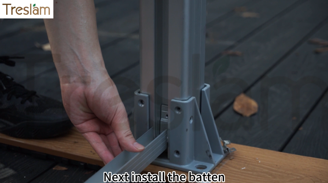 Treslam WPC Fence Installation with Silver Aluminum Posts & Iron Bases – Easy & Durable