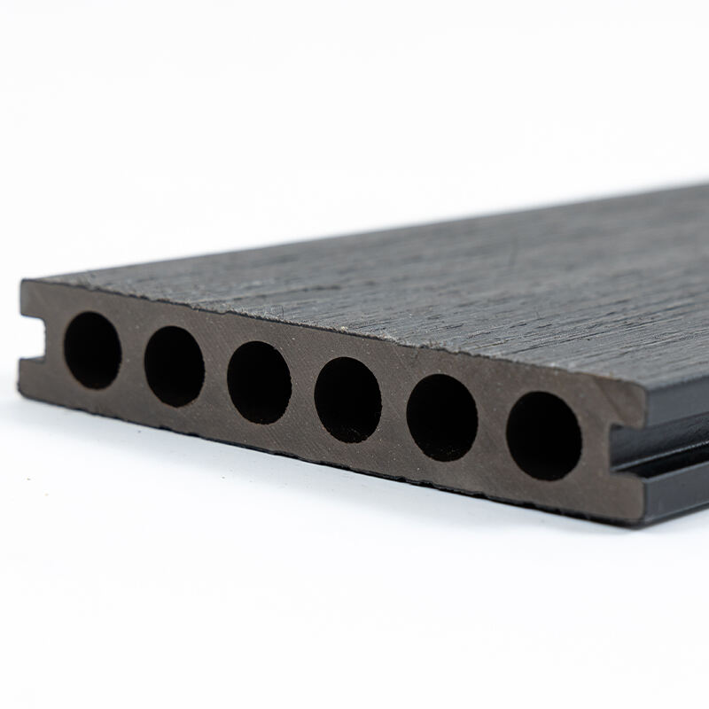 Black Co-Extruded WPC Decking – Six-Hole Composite Circular Hollow Deck Boards