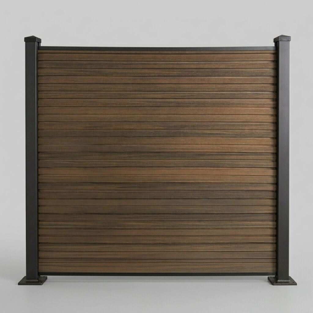 Co-Extruded WPC Fence Panel – Walnut Composite Privacy Fence for Backyard