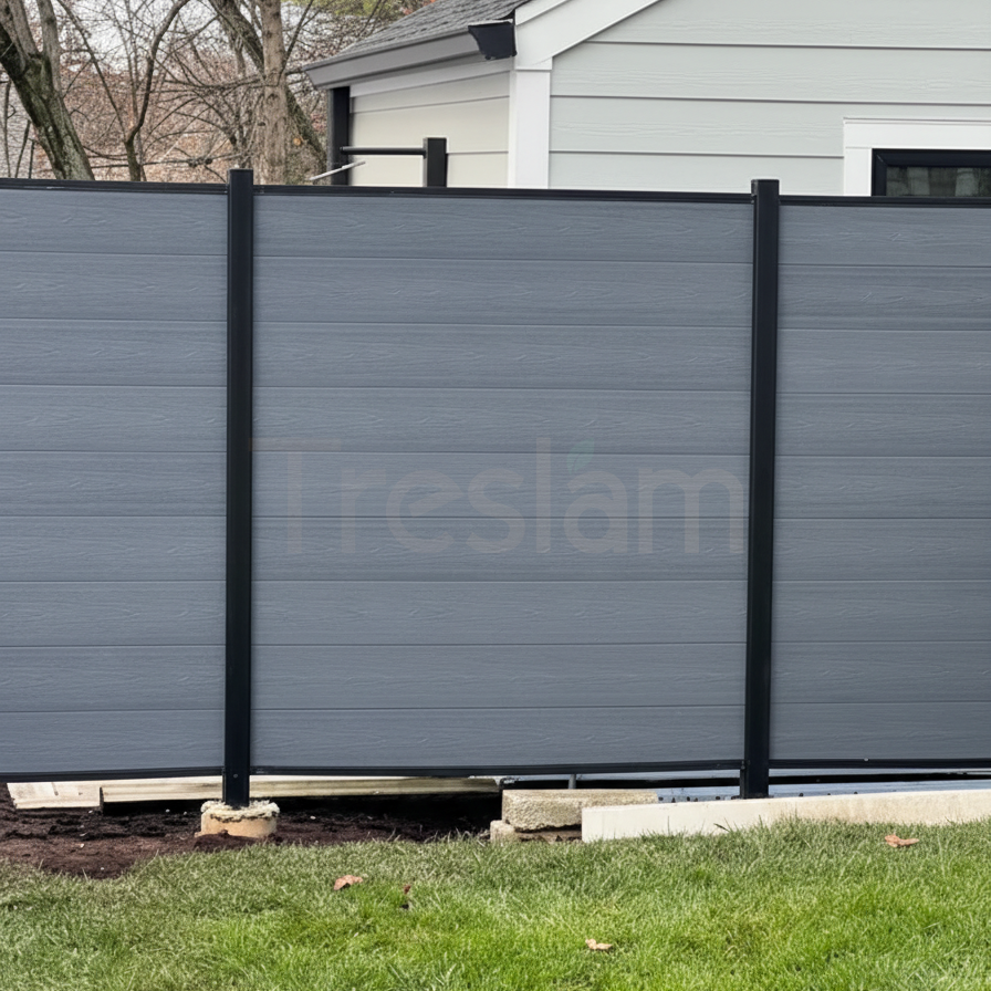 Light Grey WPC Fence and Gate Installation | Modern Composite Privacy ...