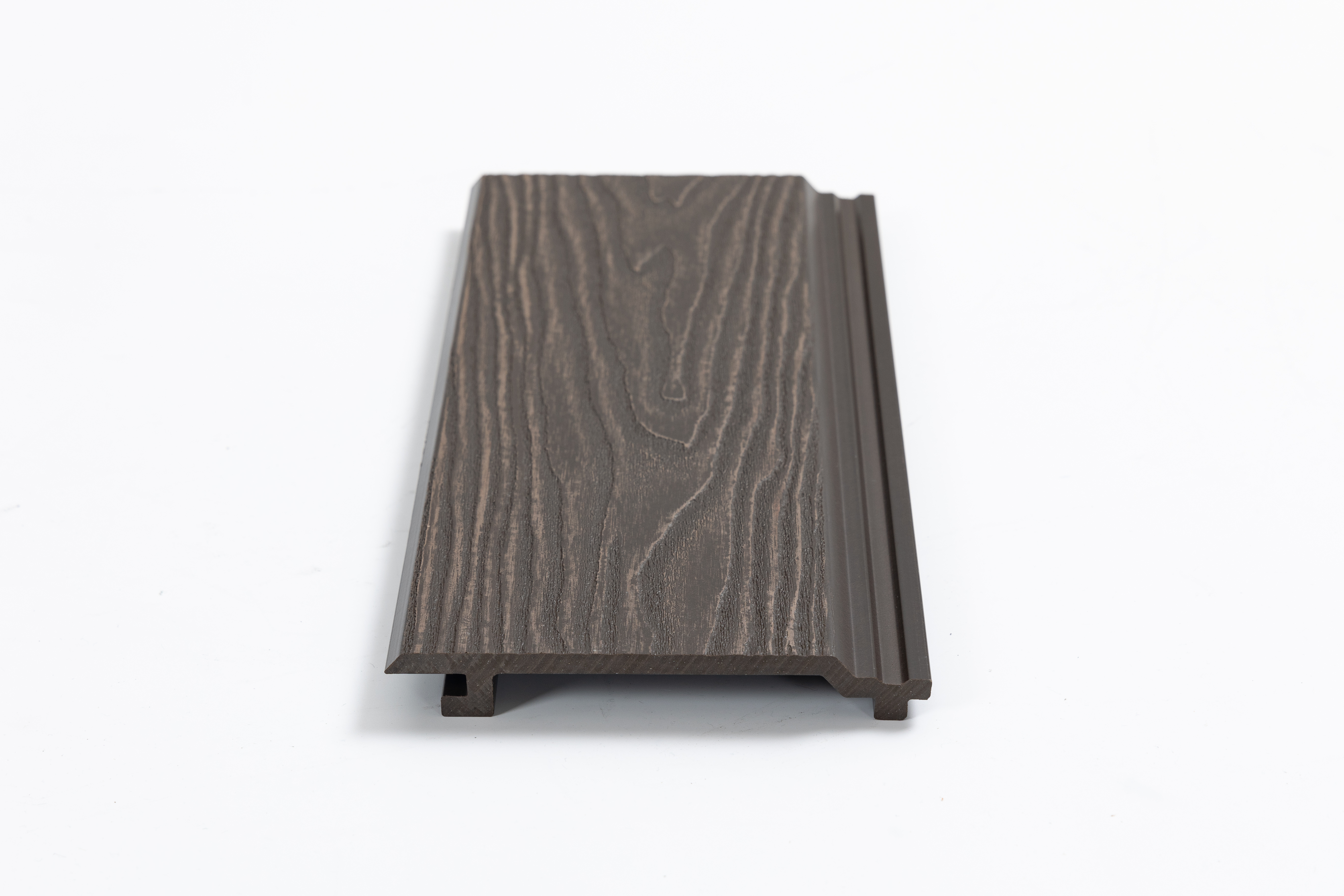 3D Embossed WPC Wall Panel – Brown Durable Wood-Plastic Cladding for Exterior Home Walls