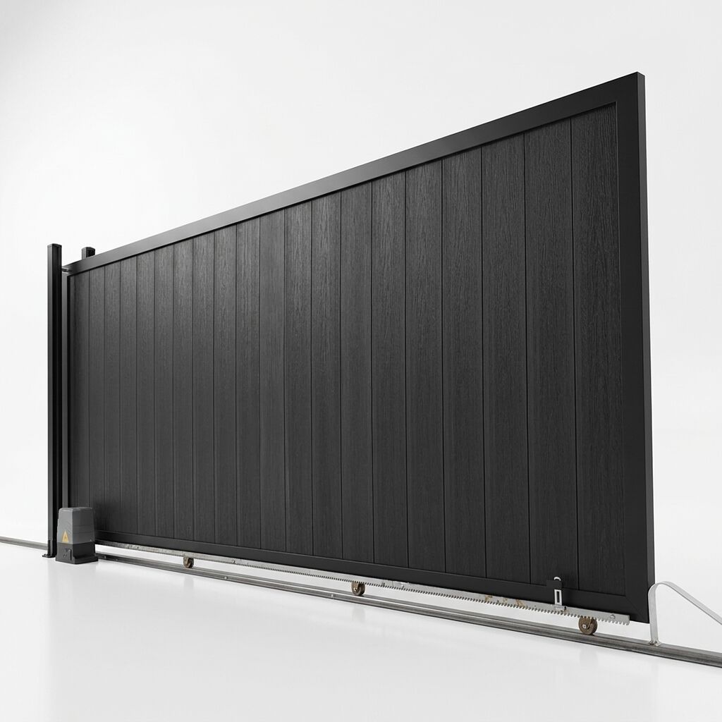 Automatic WPC Gate Series – Heavy-Duty Motorized Entry with Reinforced Aluminum Frame