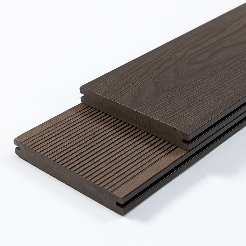 AM13-1 Solid WPC Decking – 3D Embossed Single-Side Groove