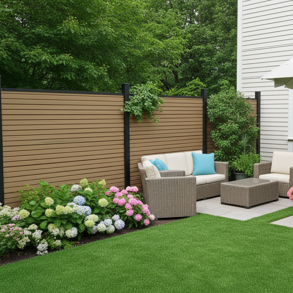 Horizontal Slat WPC Fence | Decorative Composite Screen Panel