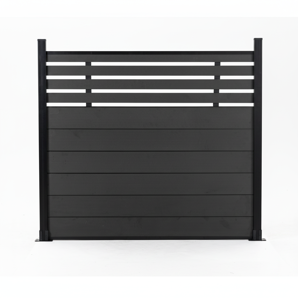 Black Semi-Private Composite Fence Panels — Slatted WPC Design