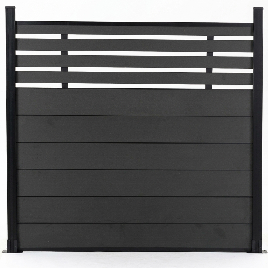 Black Semi-Private Composite Fence Panels — Slatted WPC Design