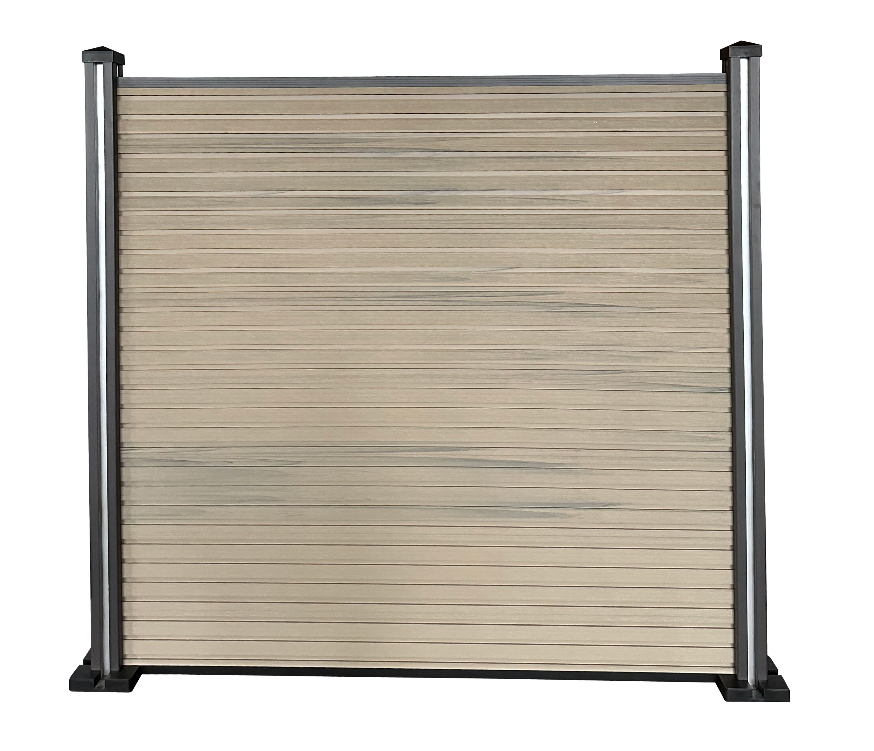 Slim Slat Co-Extruded WPC Fence Panel – 6ft H x 6ft W Composite Privacy Fence with LED Lighting