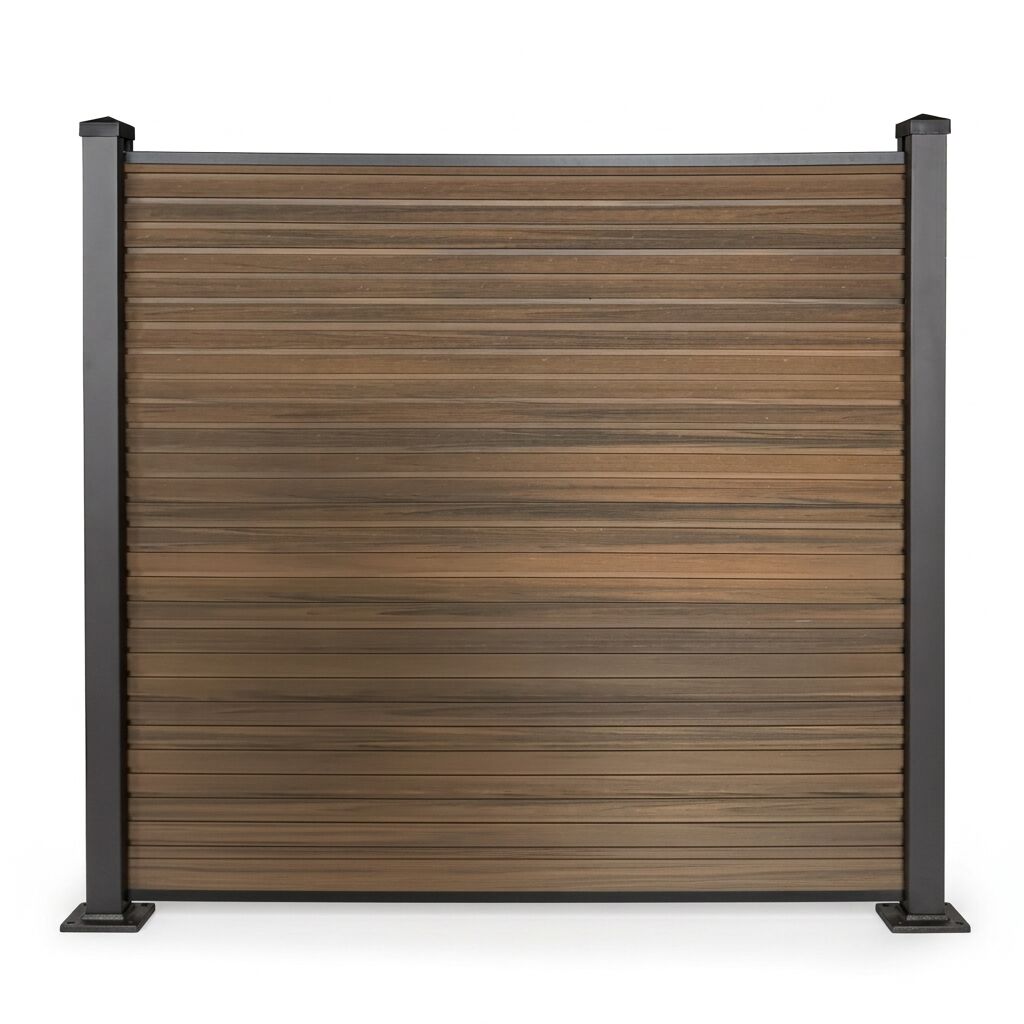 Co-Extruded WPC Fence Panel – Walnut Composite Privacy Fence for Backyard