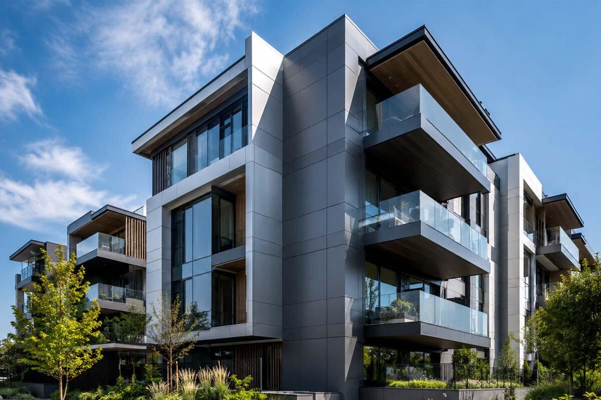 图1: PURFUL aluminum cone core composite panel applied to a high-end residential facade.1.jpg