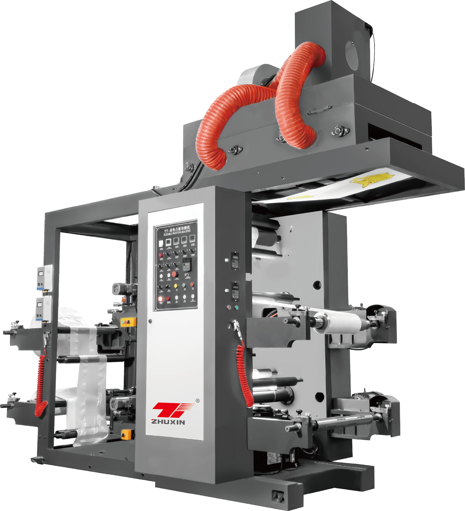 Two color overlapping type synchronous belt high speed printing machine with large baking box