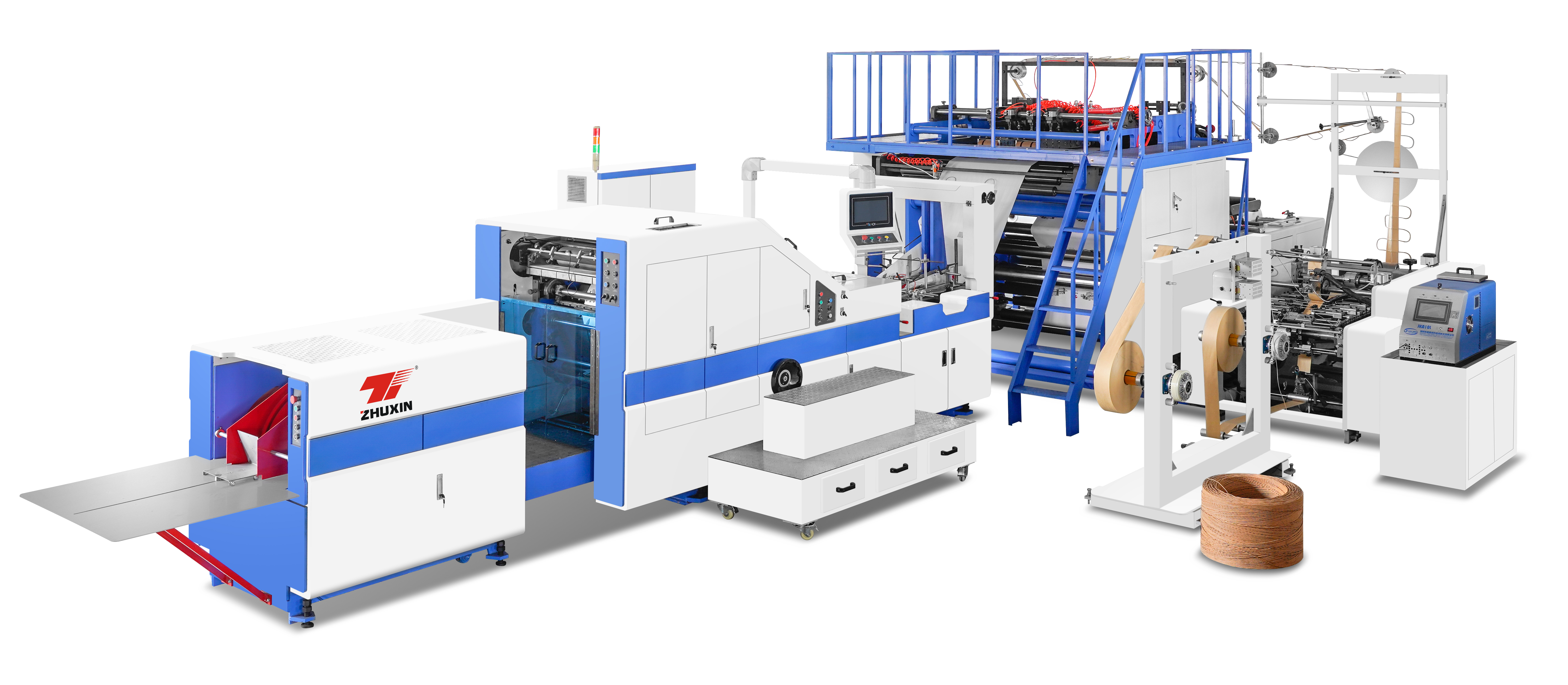 FULLY AUTOMATIC SQAURE BOTTOM PAPER BAG MACHINE  INLINE HANDLE ATTACHING