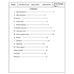 W11S 3 rollers type hydraulic plate rolling machine Operating Manual