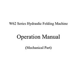 W62Y hydraulic pan brake machine Operating Manual