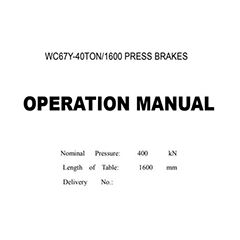 Press Brake Instruction Manual (40T1600)