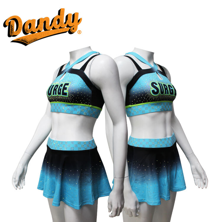 Black and Blue Cheer Practice Wear Set Sublimation Logo for High School Cheer Team