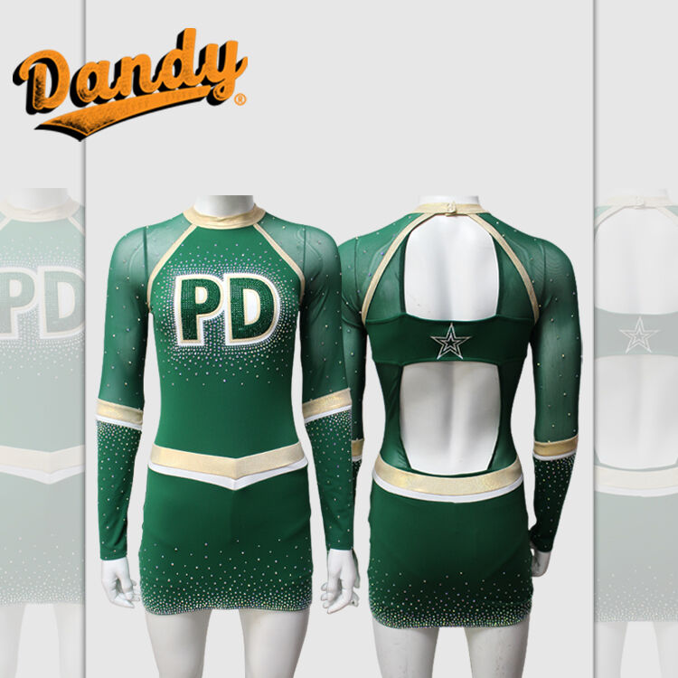 Wholesale Long Sleeve Cheer Uniforms for Kids & Adults Cheerleading Practice Wear Uniforms With AB Rhinestone