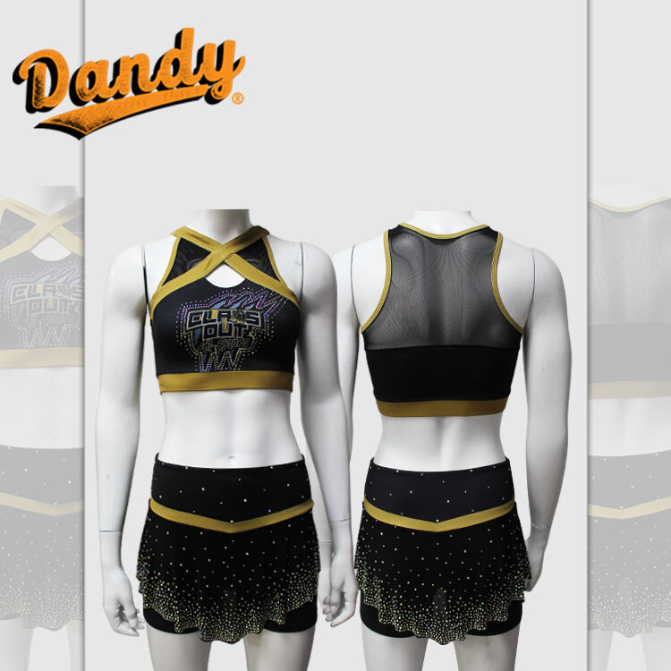 New Arrival Customized Cheer Crop Top and Shorts Full Sublimation Cheerleader Practice Wear With Rhinestone