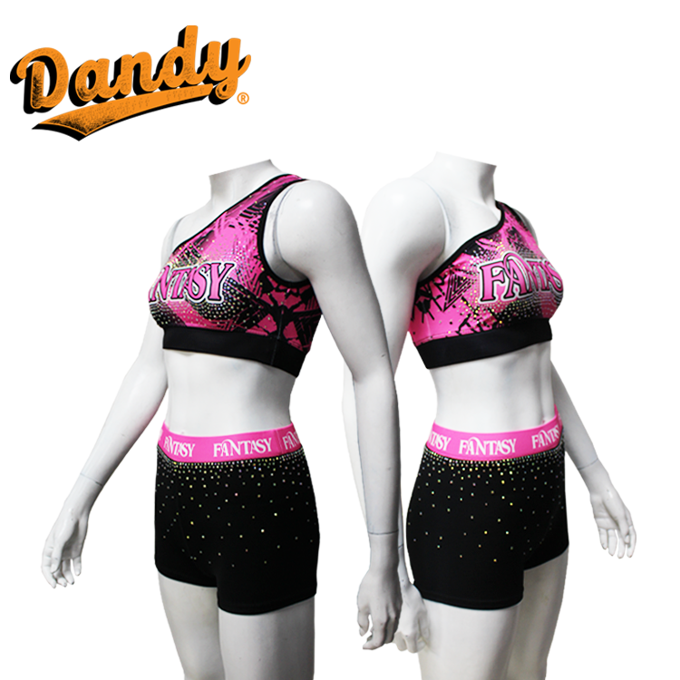 Customized Cheerleader Train Pink Cheer Uniform Ladies Cheer Sport Crop Top Custom Practice Sport Sets