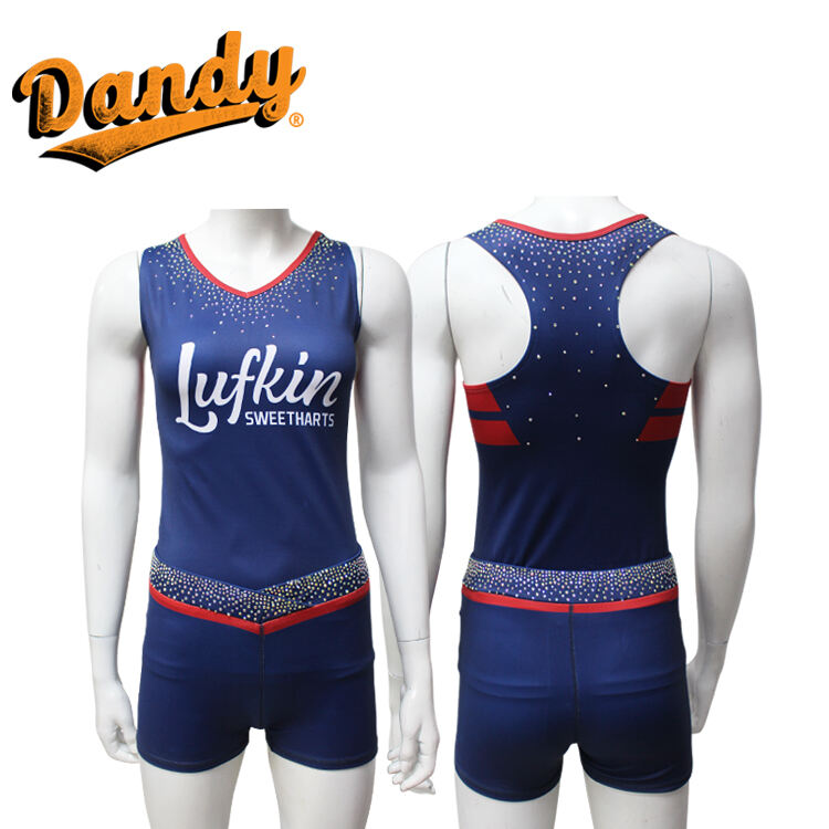 New Arrival Custom Rhinestone Logo Cheer Crop Top and Shorts Girls Cheerleader Practice Wear Wholesale Price