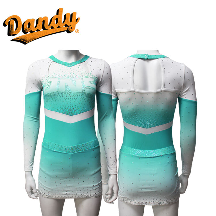 2026 Newest Style Cheer Uniform with Embroidery Logo Custom Made Girls Dress With Shiny Rhinestones