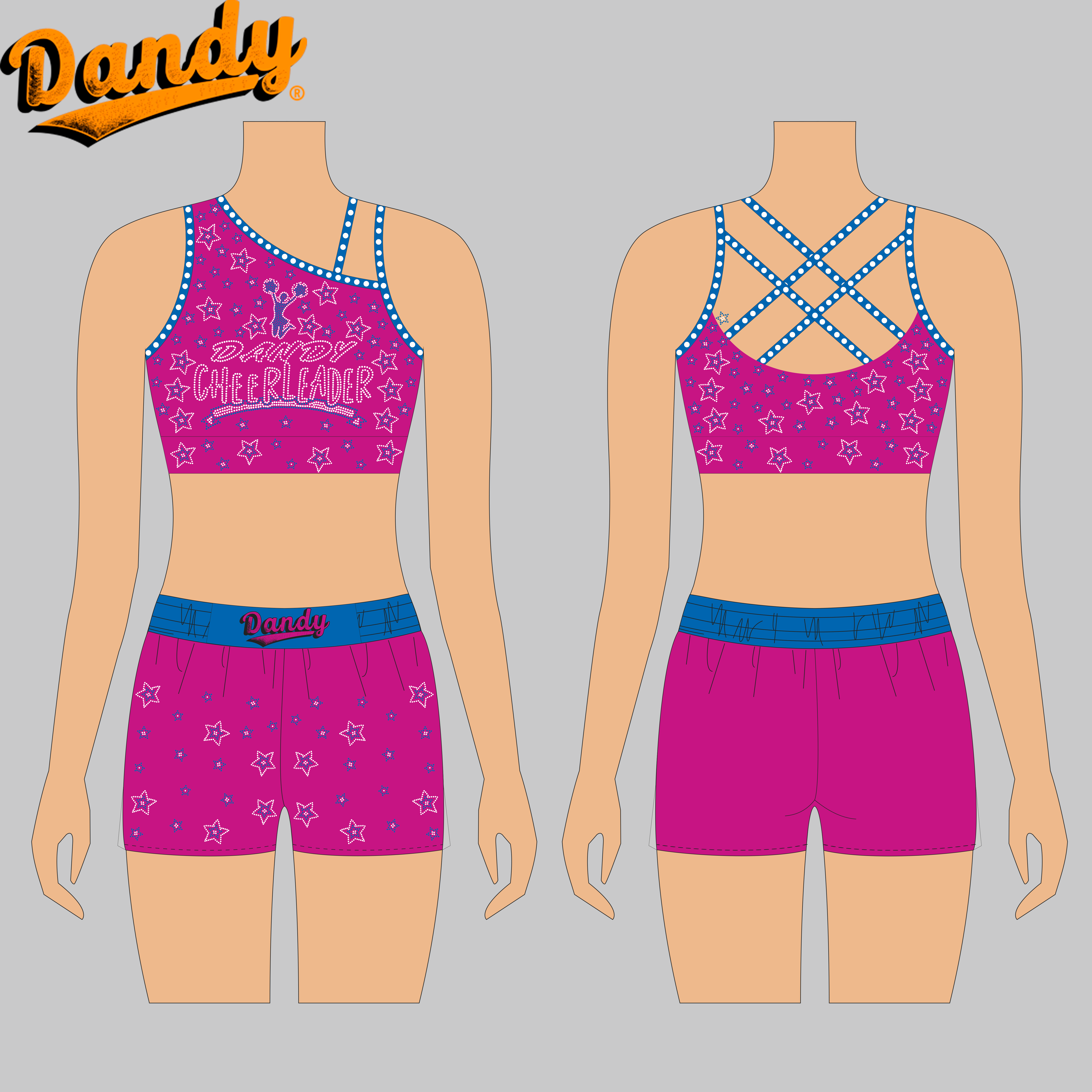 High Quality Crop and Short  Fast Turnaround Time Cheer Practice Wear with Rhinestones
