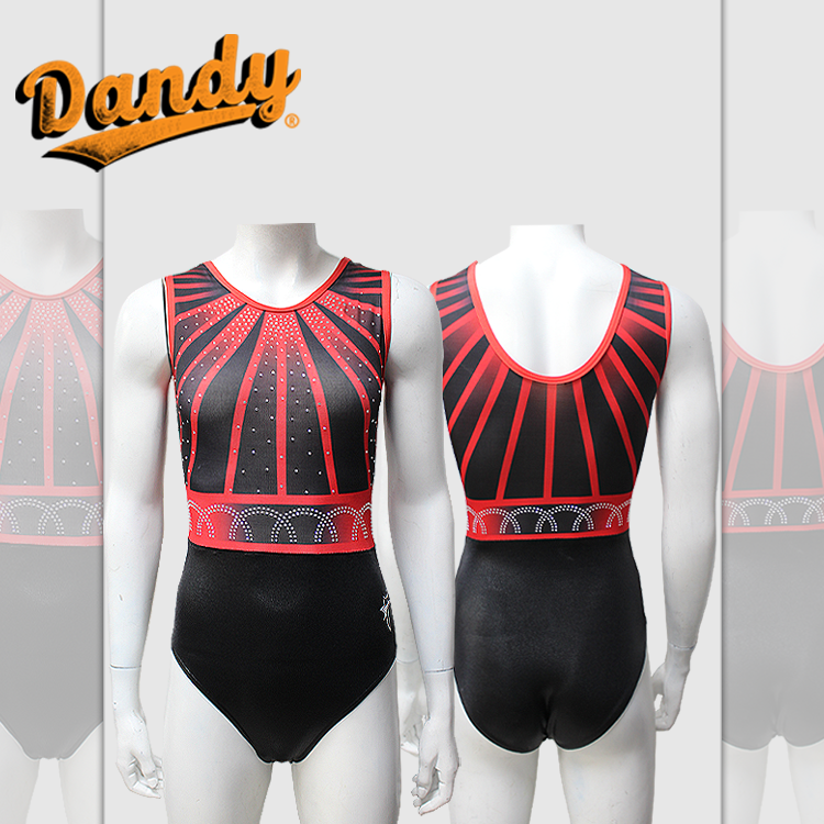 Dandy Sport Factory New Design Rhinestones Logo Gymnastics Sleeveless Leotards Kids 