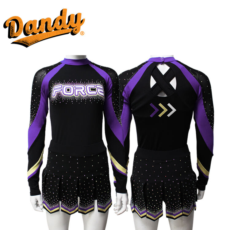 Youth Custom Cheer Uniforms with Rhinestones Sublimation Design Sideline Cheerleading Uniforms Supplier School Sizes