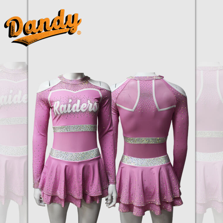 High Quality Cheerleading Uniform with Shiny Rhinestones from Wholesale Factory