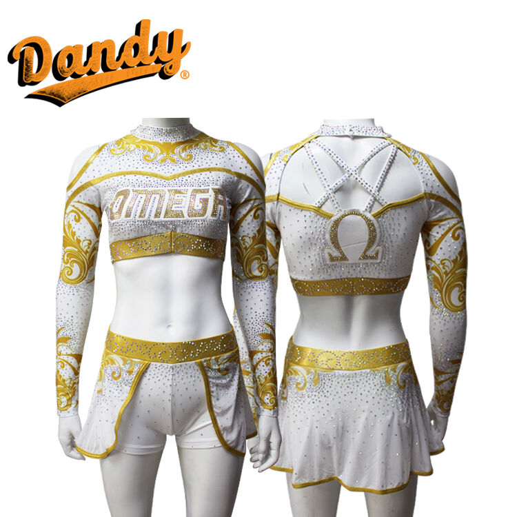 Hot Cheerleading Costumes Free Design Sublimation Cheerleading Uniforms With AB Youth Team Yellow Cheerleader