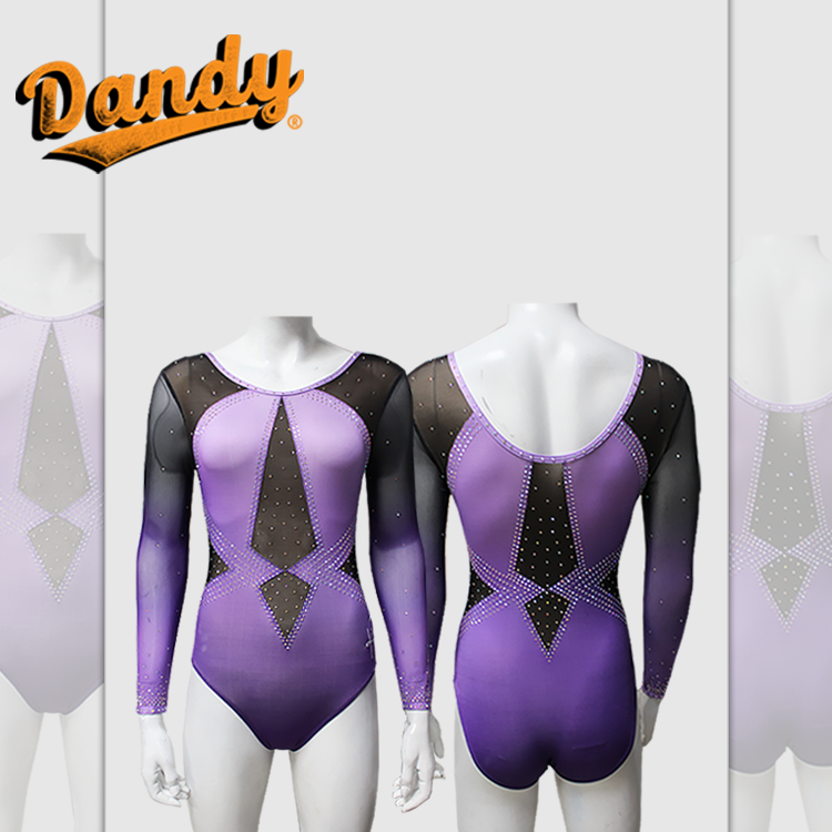 New Design Metallic&Lycra Purple Color Gymnastic Leotard Gymnastics Leotard with Rhinestones 