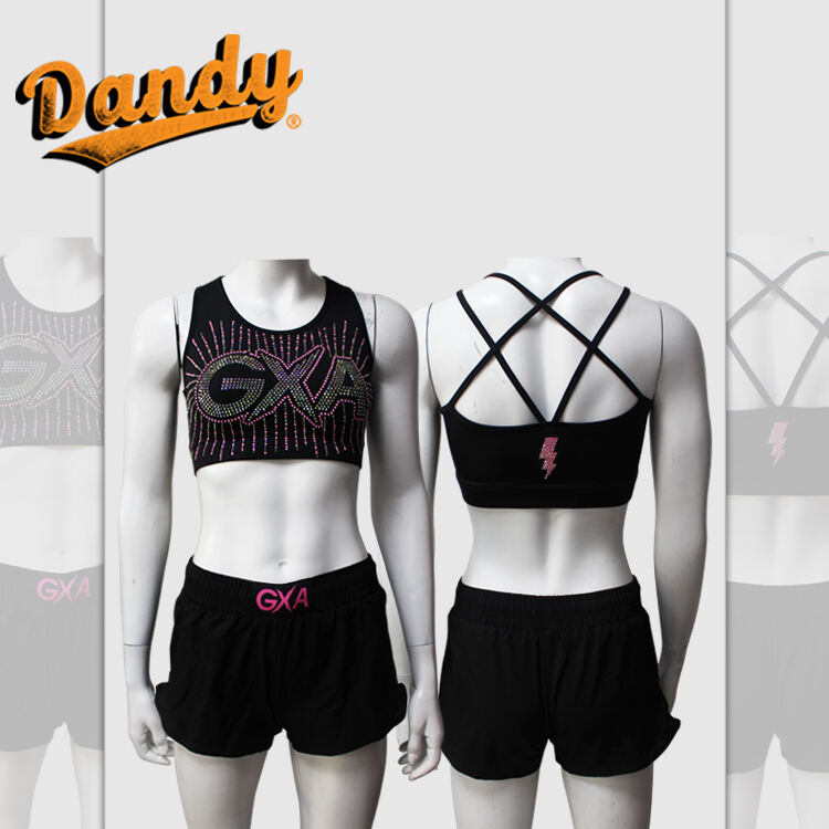 Girls Custom New Design Cheer Crop Top and Shorts Heat Transfer Cheerleader Practice Wear