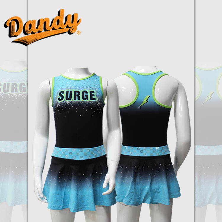 Crop and Skirt Fast Turnaround Time Cheer Practice Wear with Rhinestones