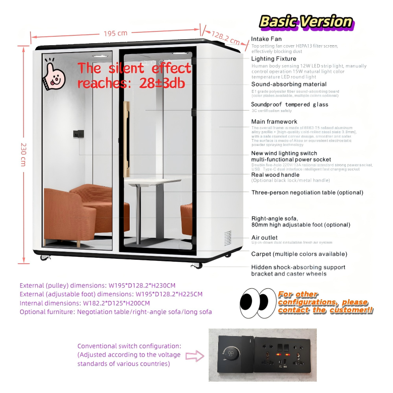 Modern easy-to-install mobile phone booths, soundproof private meeting pods