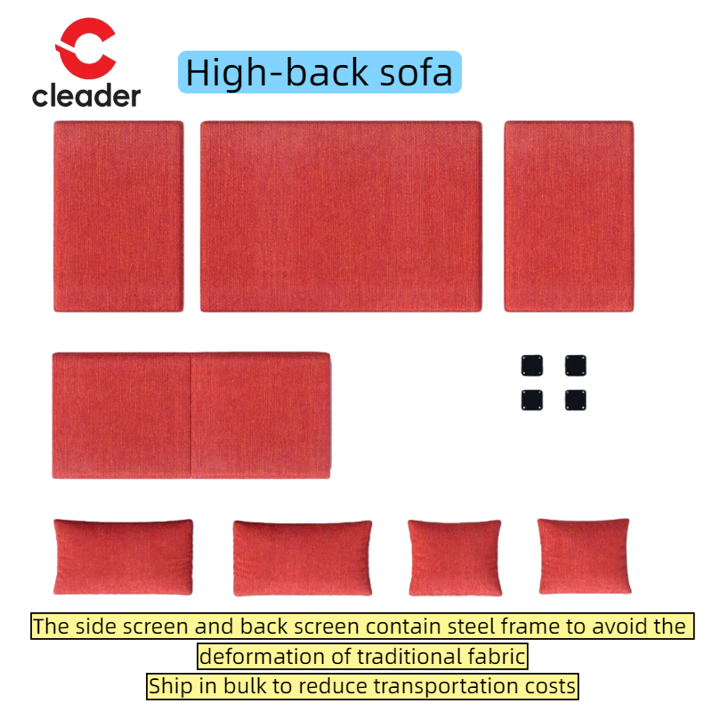 Modern 2-Seater Office Booth Seating High-Back Sofa Fabric Commercial Furniture