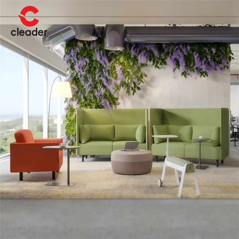 Modern Modular Office Furniture Fabric Sofa Set with Metal Base for Home Office