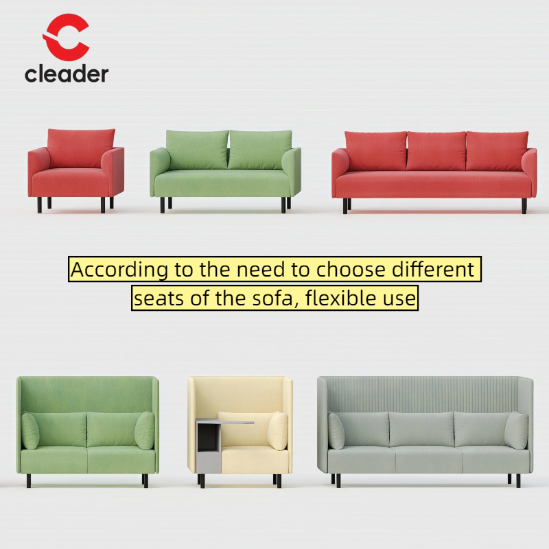 Modern Modular Office Furniture Fabric Sofa Set with Metal Base for Home Office