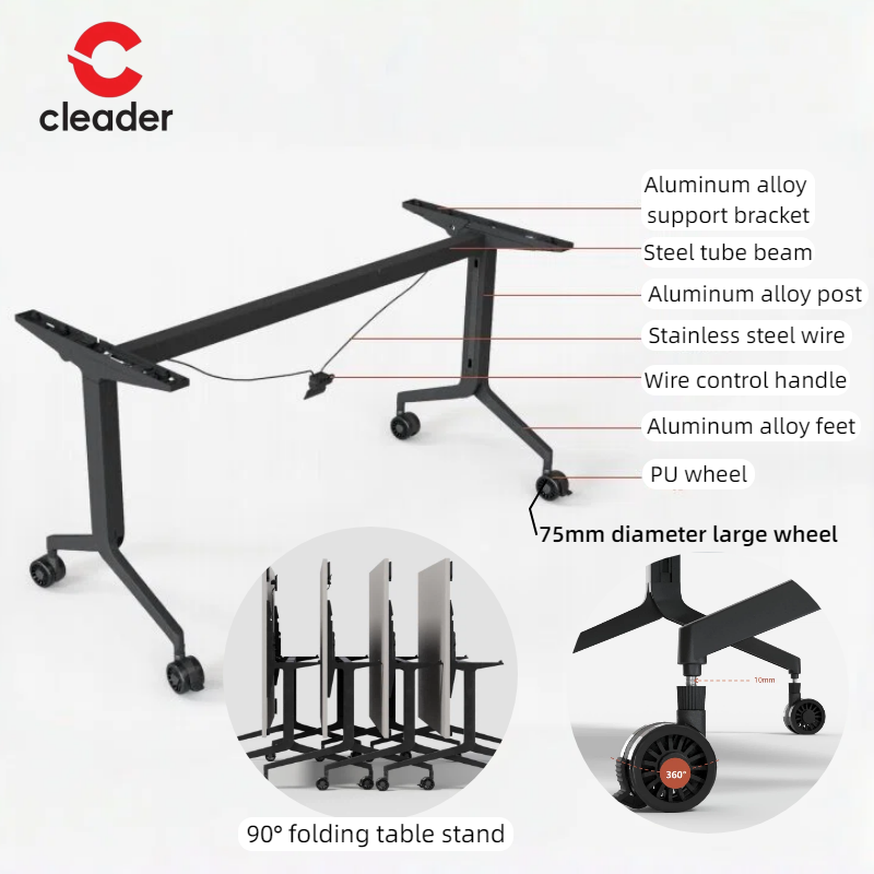Flip Top Table Office Furniture Foldable Conference Meeting Desk with Wood Panel