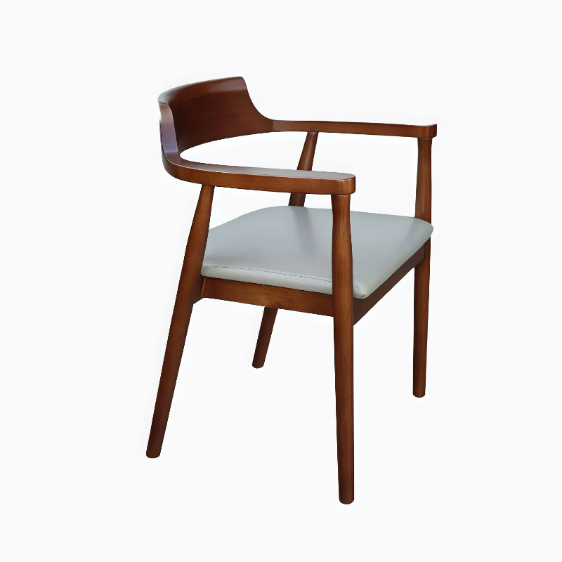 Leisure Reading Chair With Armrest Wood Frame With Fabric Cushion Seat