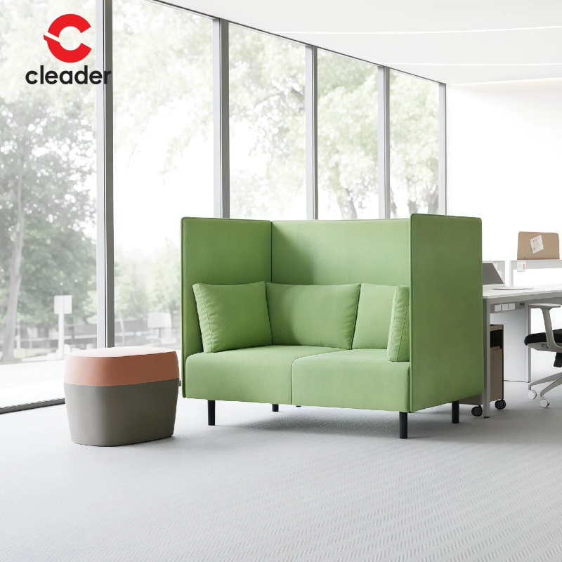 Modern 2-Seater Office Booth Seating High-Back Sofa Fabric Commercial Furniture