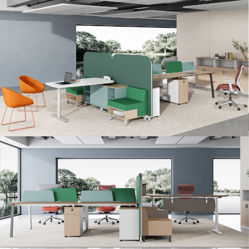 Modern Wooden Modular Office Desk 2 4 Seater Coworking Workstation Open Space