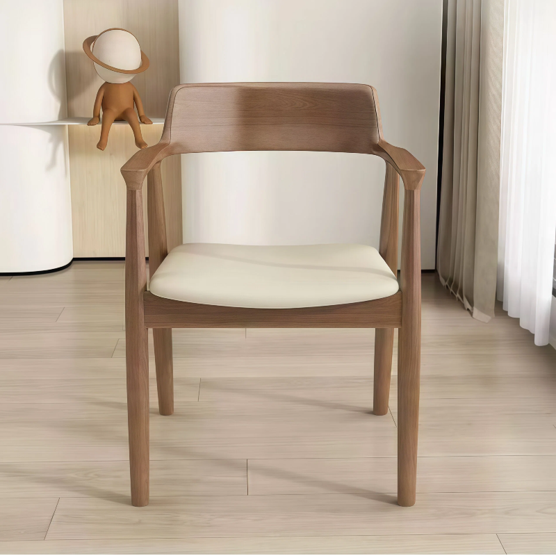 Leisure Reading Chair With Armrest Wood Frame With Fabric Cushion Seat