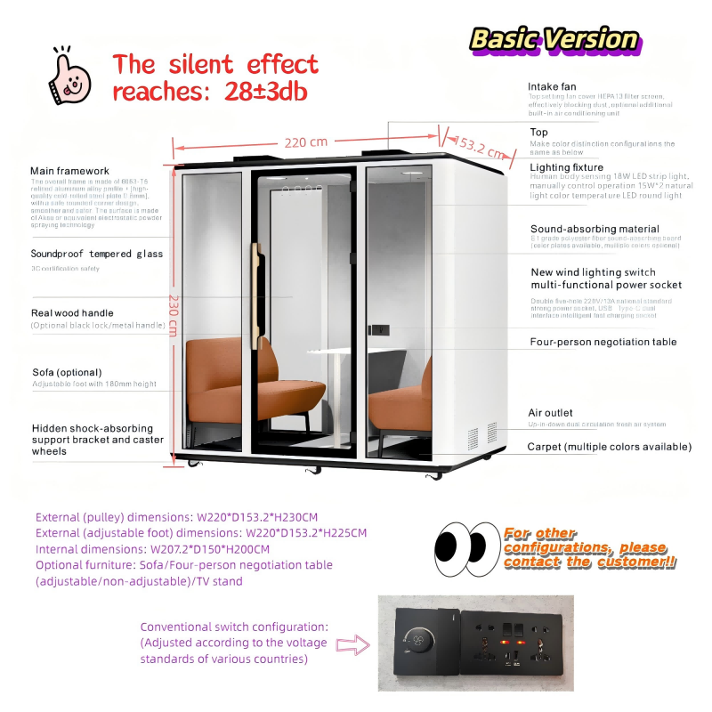 Professional executive durable privacy meeting cabin Soundproof cabin