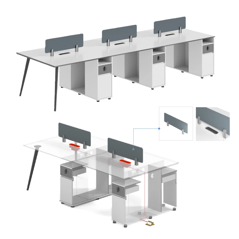 Modern Design Standard Size Modular Workstation Desk 4-6 Seater Staff Desk