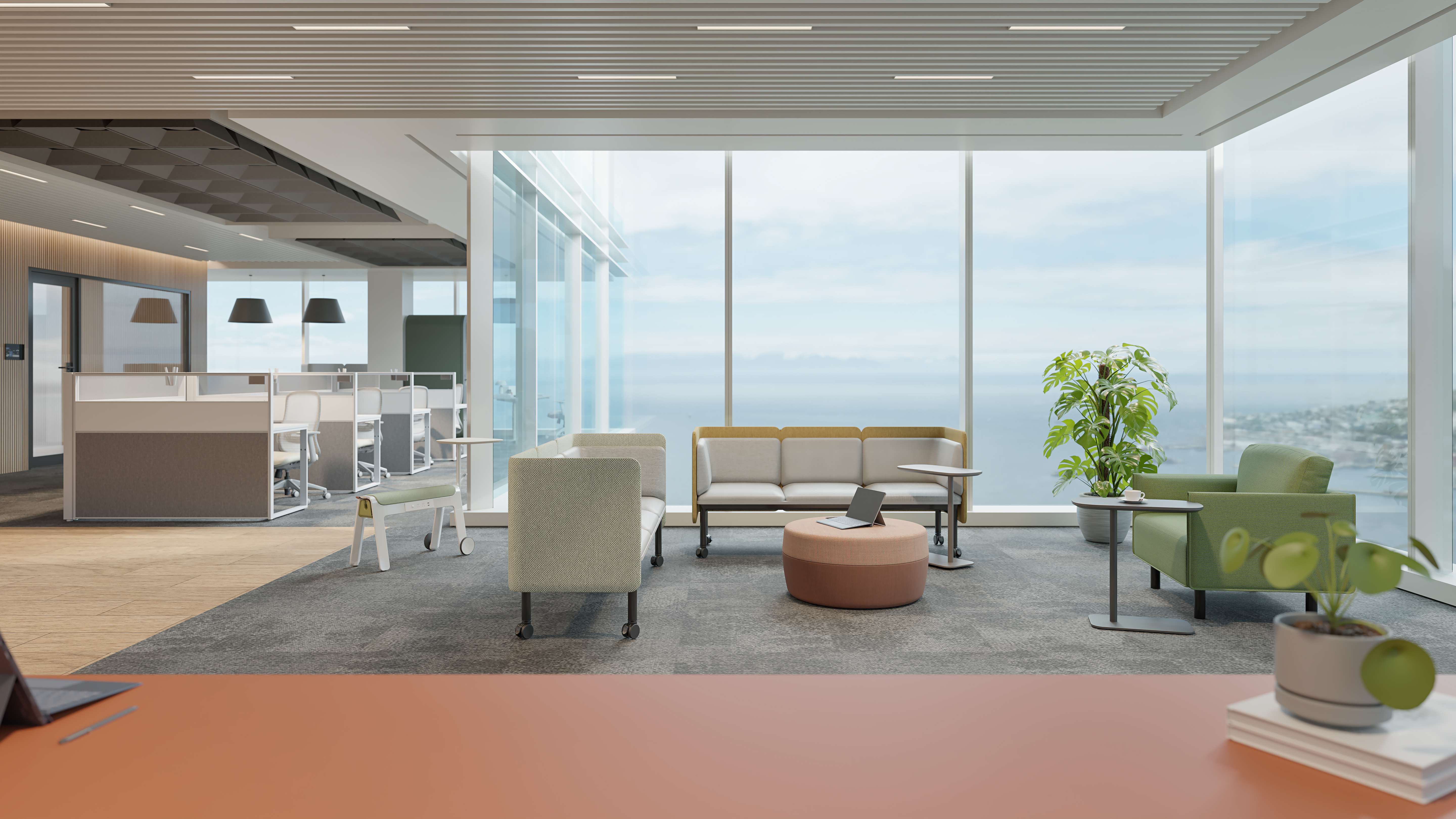 Modern 2-Seater Office Booth Seating High-Back Sofa Fabric Commercial Furniture内容插图-2.jpg