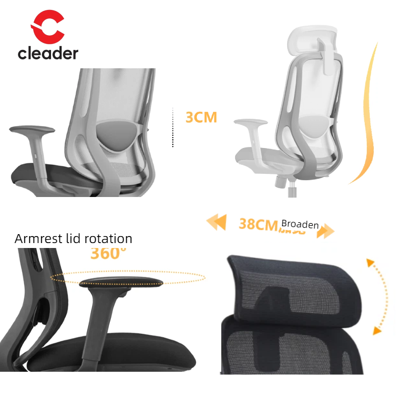 Modern Lumbar Design Swivel Mesh Office Chair with Adjustable Armrest