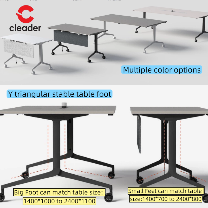 Modern Design Training Table with Flip Top Aluminum Alloy Frame Flip Top Table