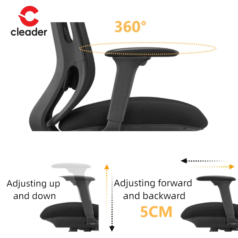 Modern Lumbar Design Swivel Mesh Office Chair with Adjustable Armrest